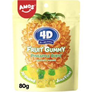 Amos 4D Fruit Gummy Pineapple Burst 80g